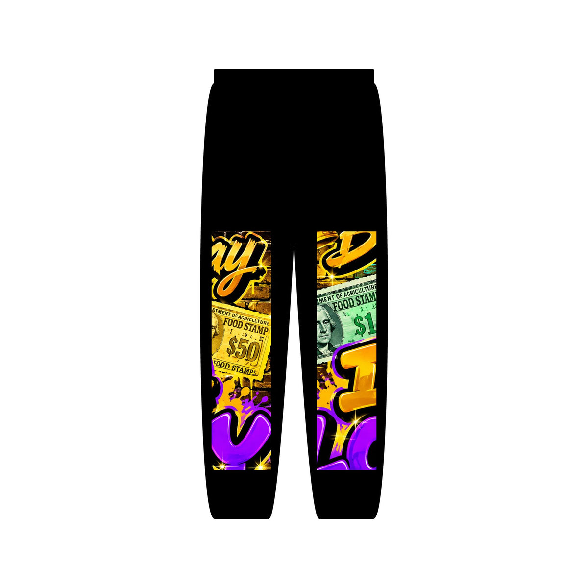 Money Graphic Sweatpants — Colorful Casino Jackpot Leg Art