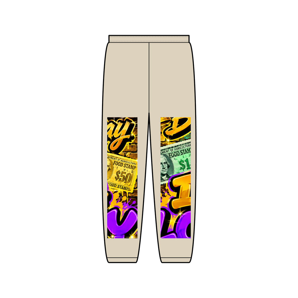 Money Graphic Sweatpants — Colorful Casino Jackpot Leg Art