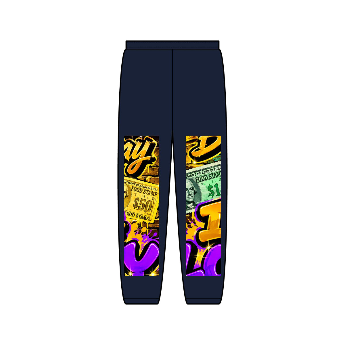 Money Graphic Sweatpants — Colorful Casino Jackpot Leg Art