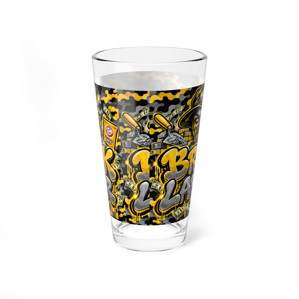 Bricklayer Graffiti Mixing Glass — 16oz Street Art Pint Glass
