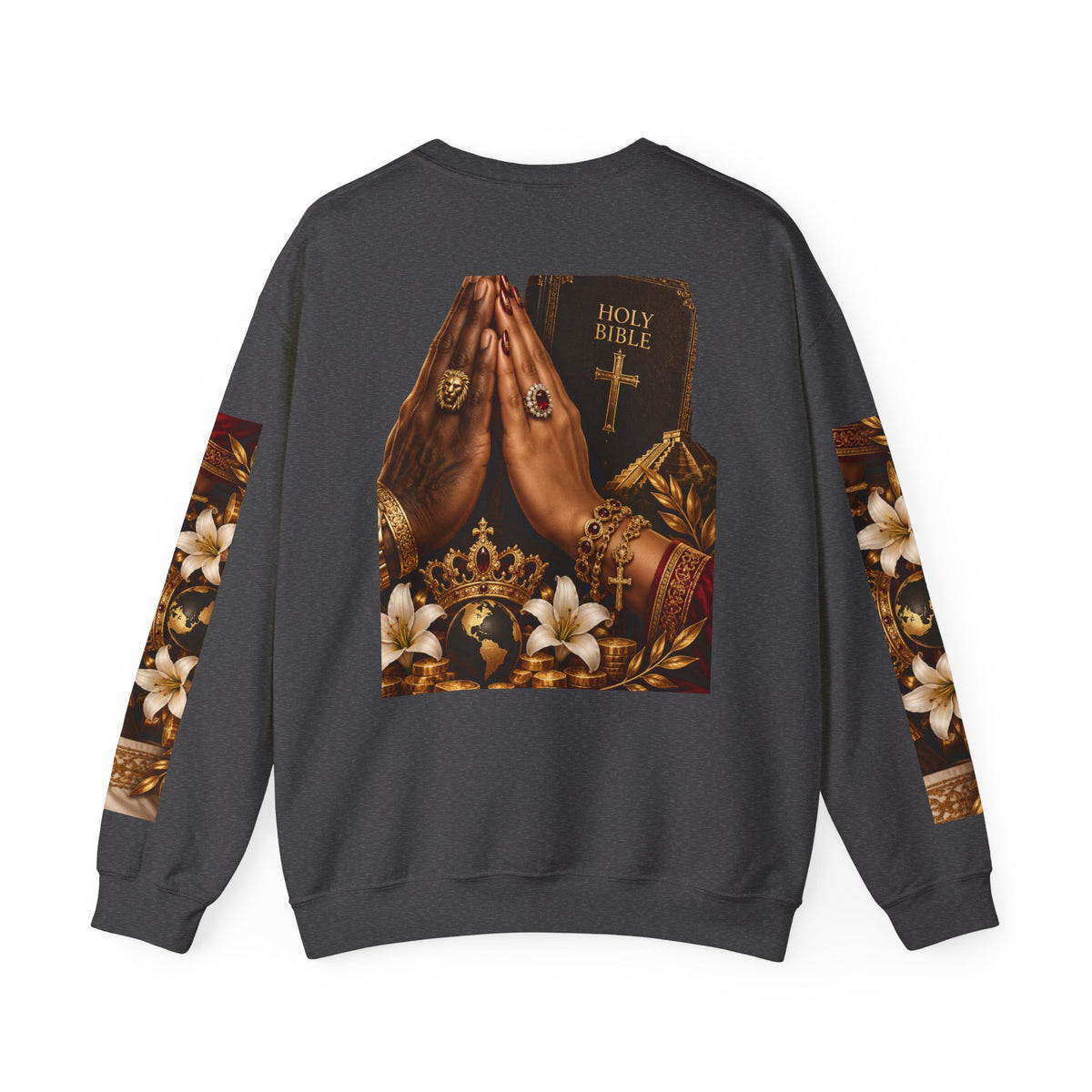 Holy Bible Praying Hands Religious Crewneck Sweatshirt