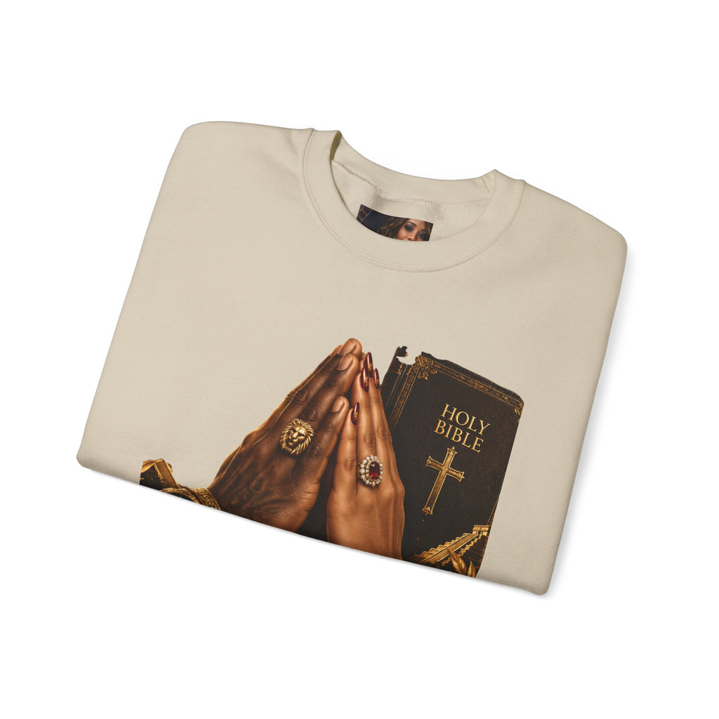 Holy Bible Praying Hands Religious Crewneck Sweatshirt