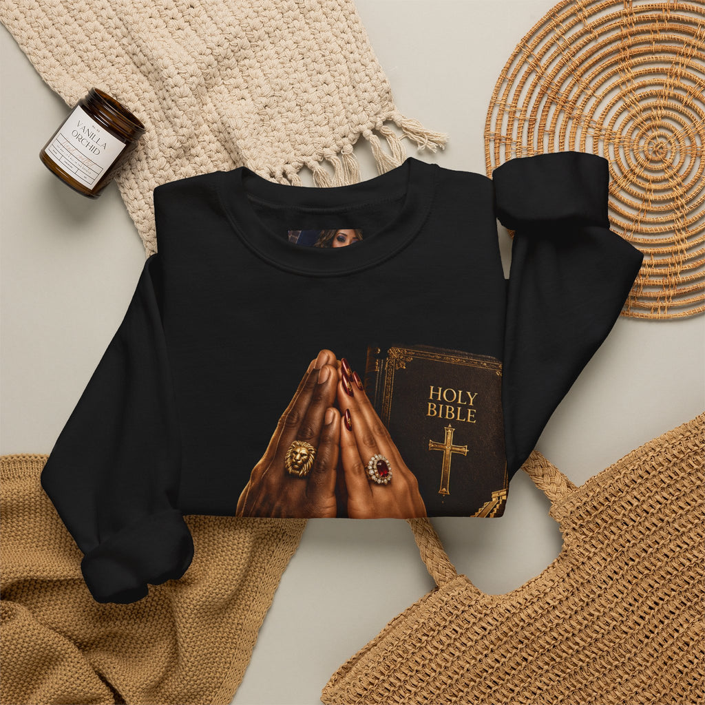 Holy Bible Praying Hands Religious Crewneck Sweatshirt