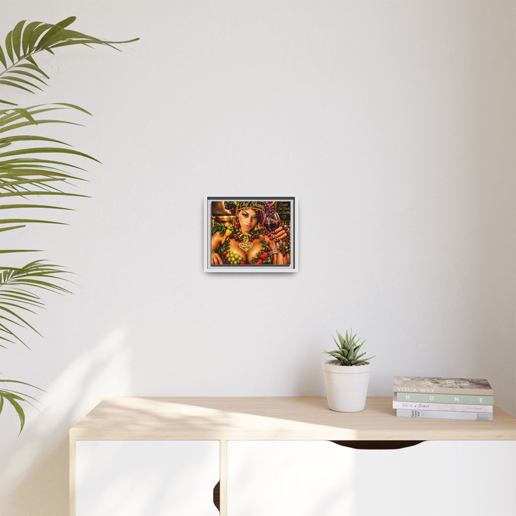 Chef Shaney Fruit Goddess Matte Framed Canvas — "Eat Fresh Live Healthy" Kitchen Wall Art