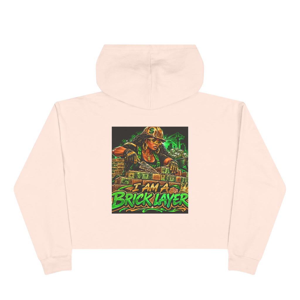 Bricklayer Crop Hoodie — I Am A Bricklayer Graphic Hoodie for Construction Workers