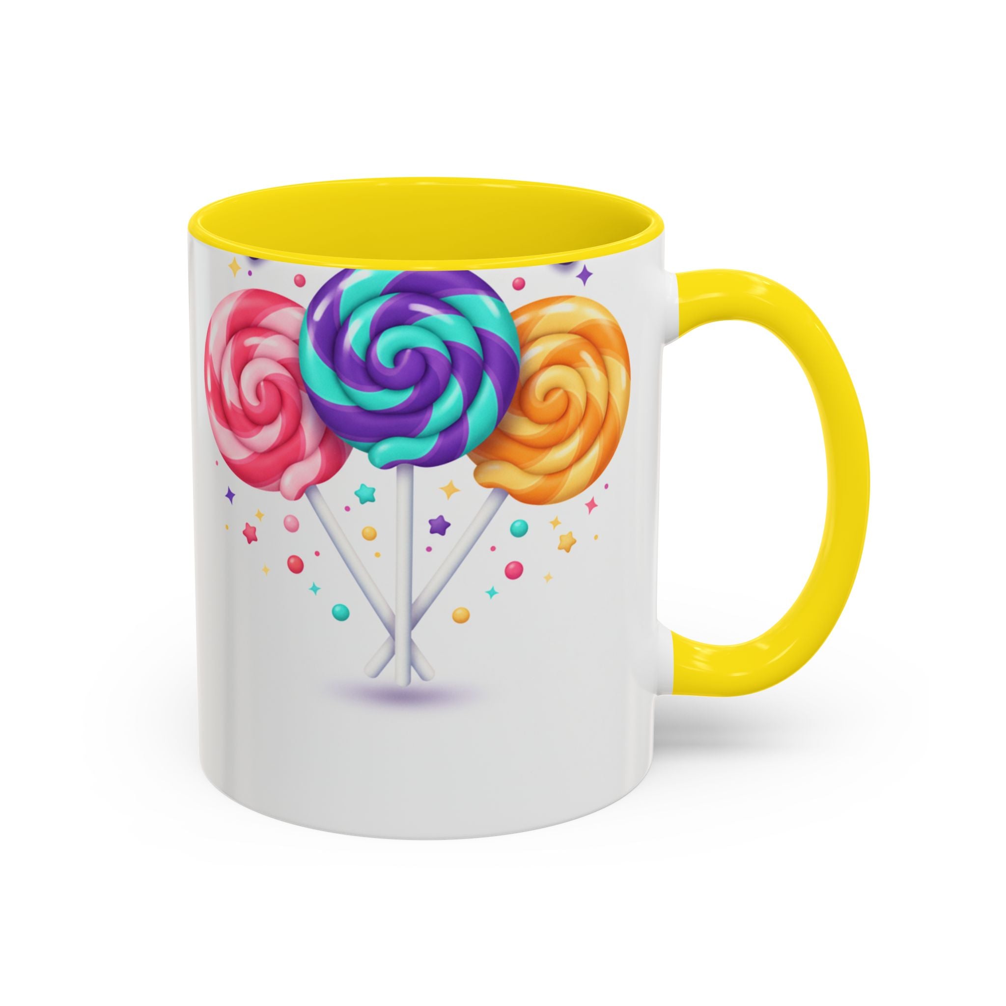 Lollipop Candy Coffee Mug — Colorful Swirl Sweets Accent Mug (11/15oz)