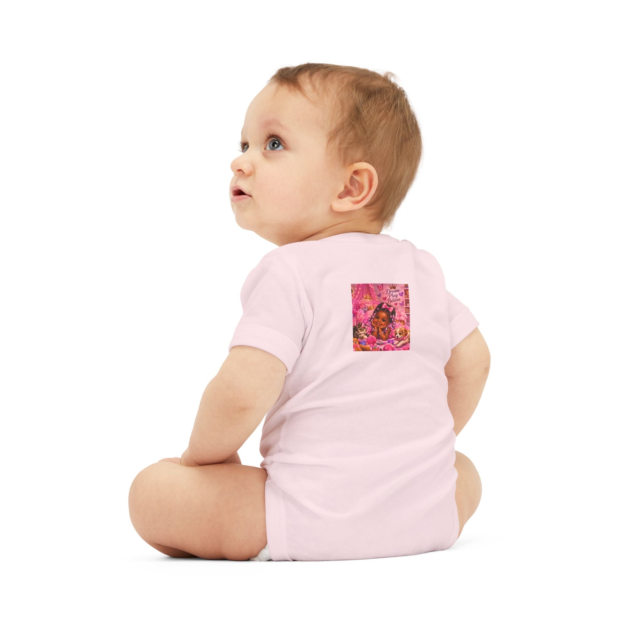 Pink Floral Baby Onesie – Cute Nursery Art Infant Jersey One Piece