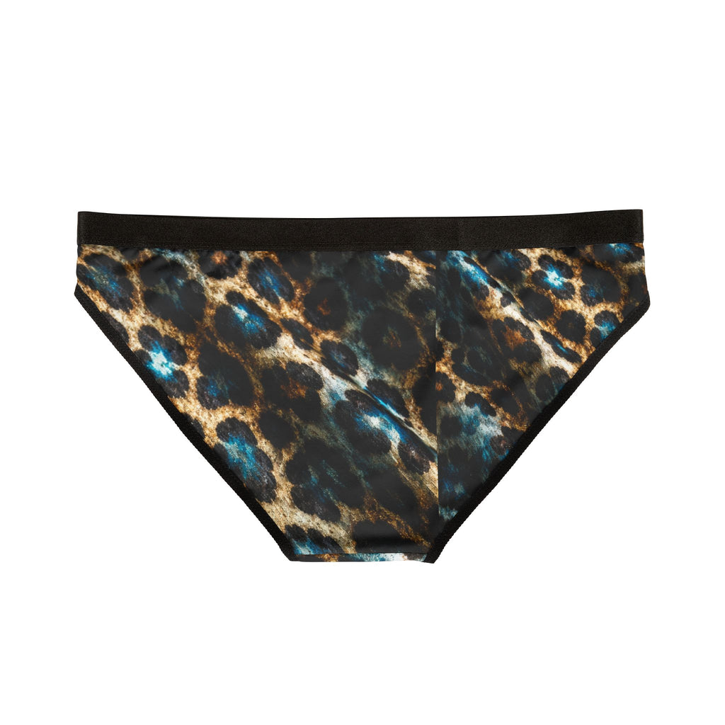Leopard Print Bikini Briefs — Blue Accent Animal Print Women's Underwear