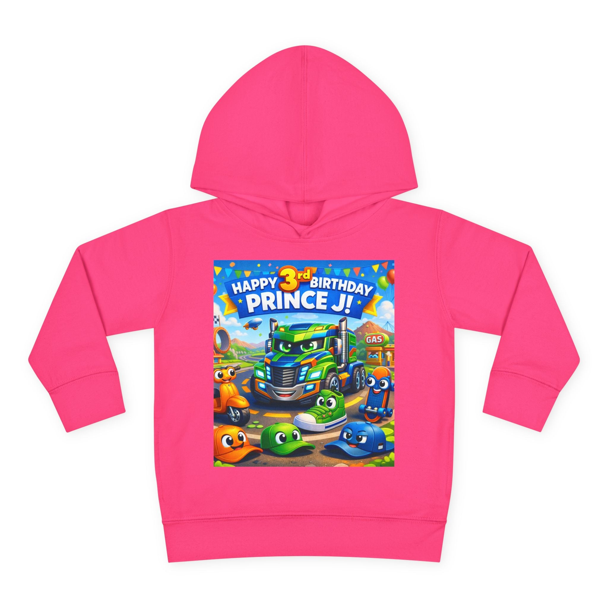Toddler Hoodie — Colorful Birthday Truck & Candy Party Kids Pullover