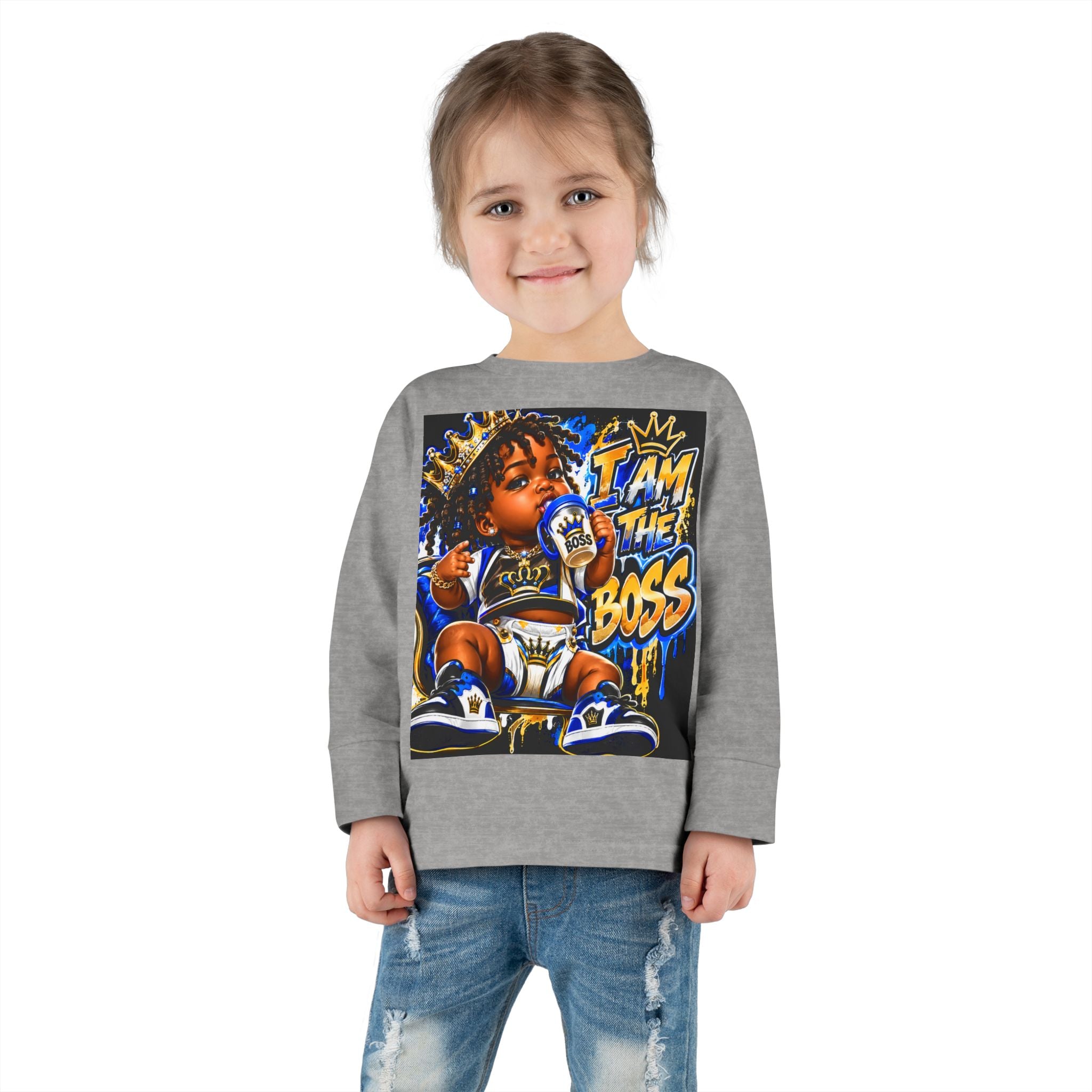 I Am The Boss Toddler Long Sleeve Tee — Cute Urban Baby Graphic Shirt