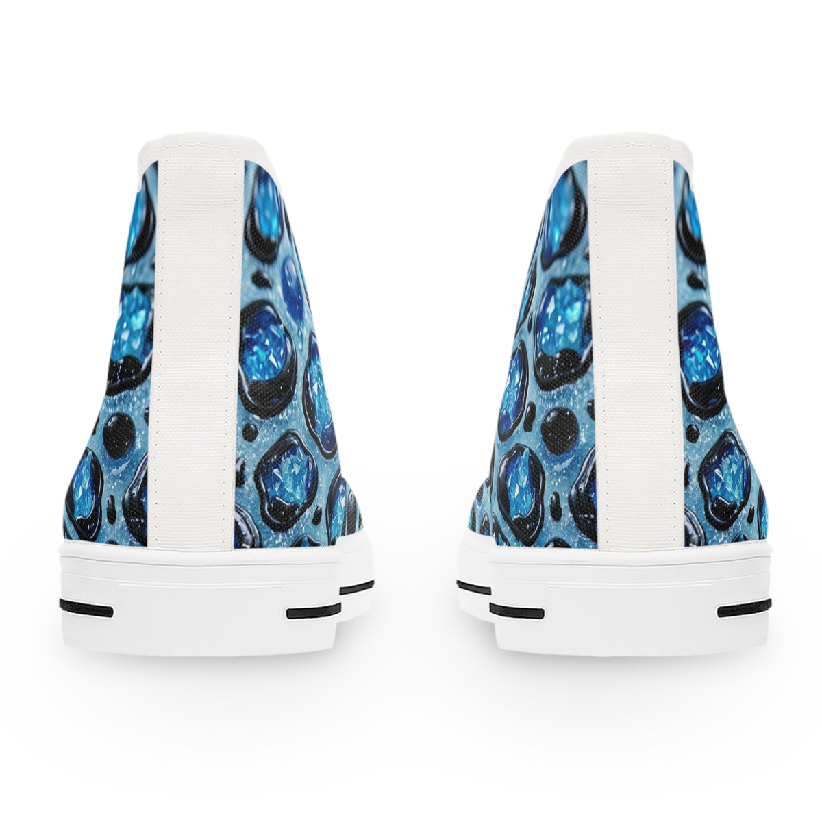 Women's High Top Sneakers – Blue Abstract Bubble Pattern