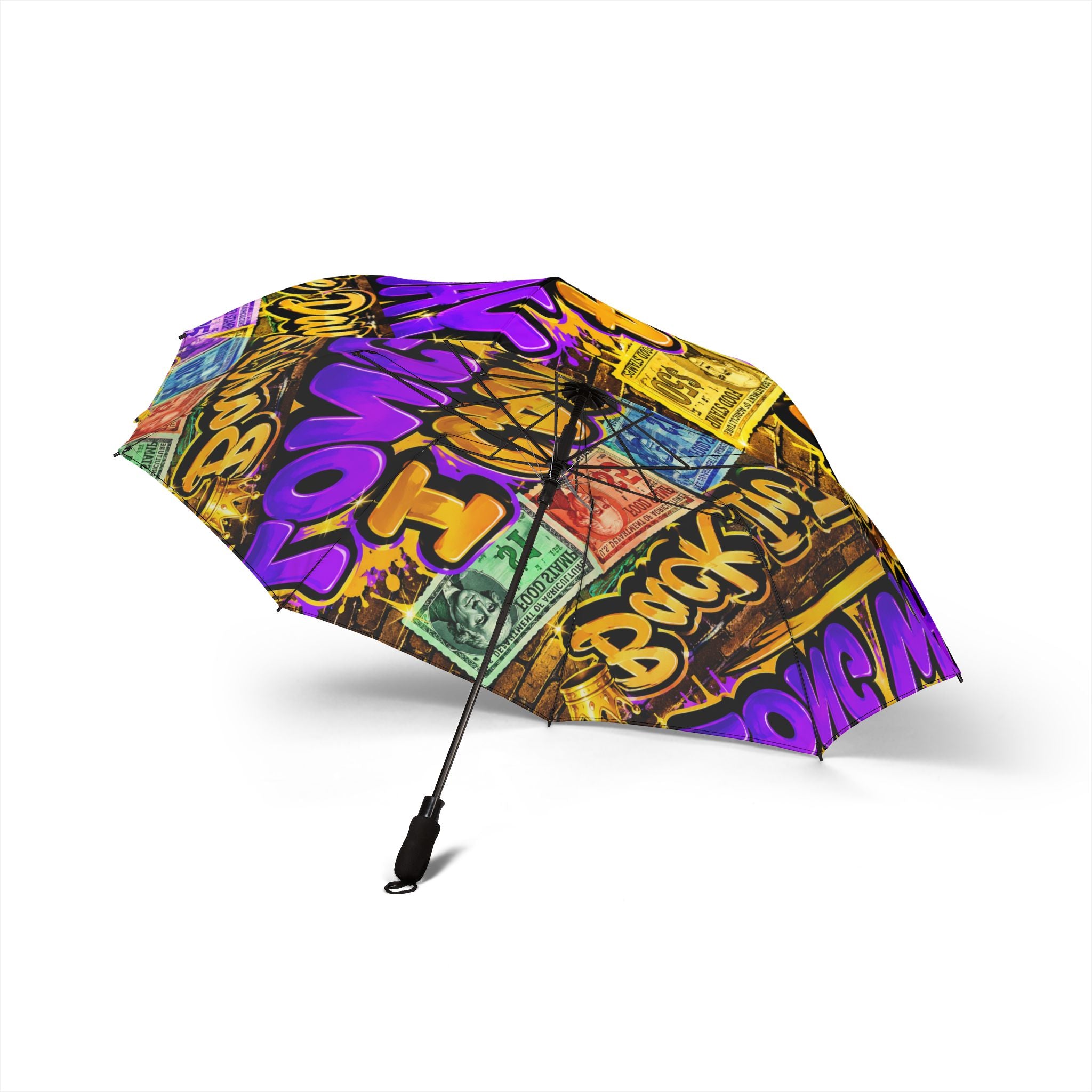 Graffiti Money Foldable Umbrella — Semi-Automatic Compact Rain Umbrella