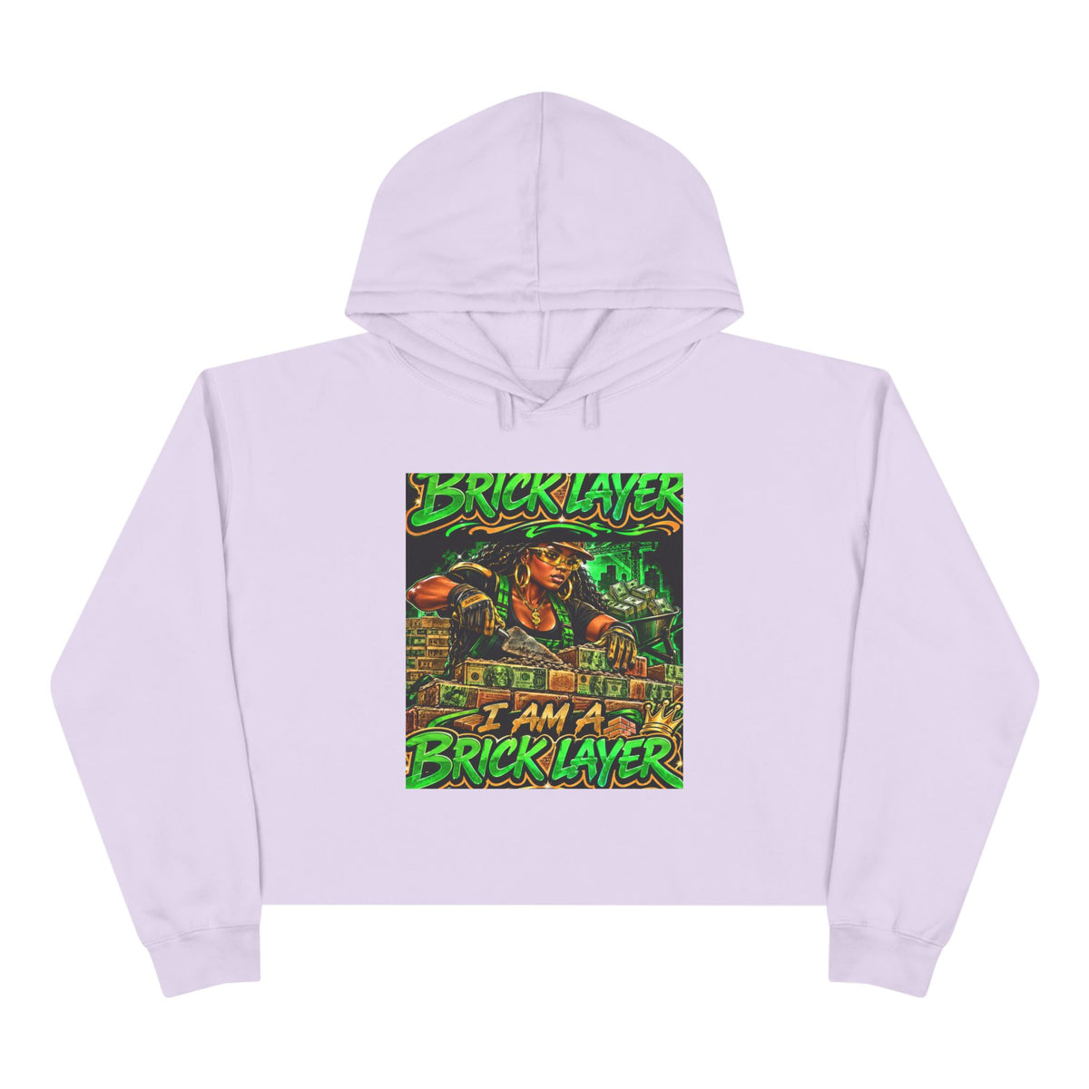 Bricklayer Crop Hoodie — I Am A Bricklayer Graphic Hoodie for Construction Workers