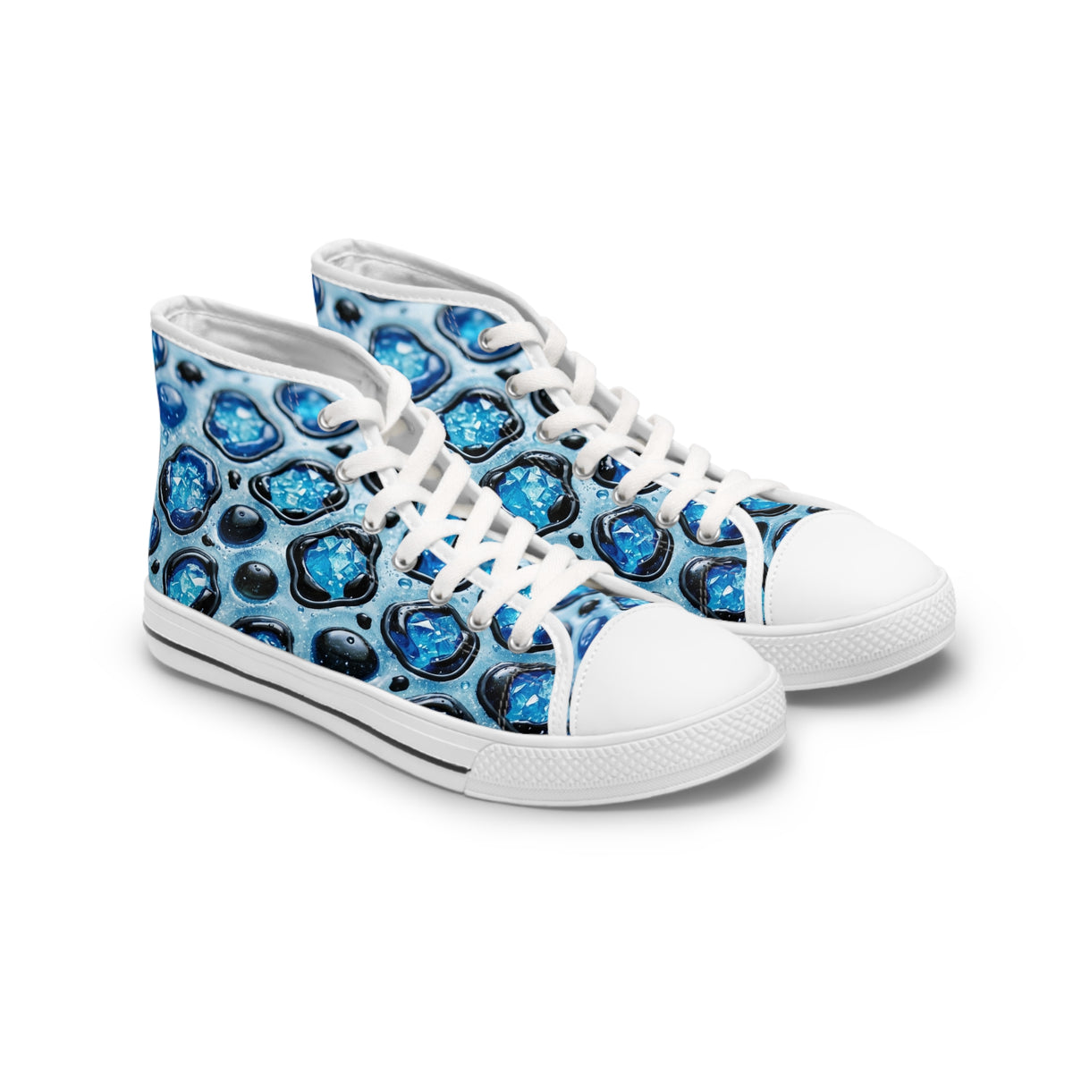 Women's High Top Sneakers – Blue Abstract Bubble Pattern