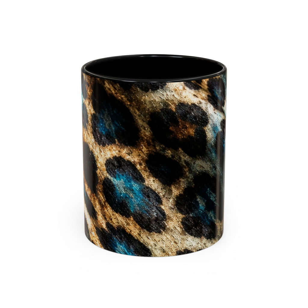 Teal Leopard Accent Coffee Mug — Bold Animal Print Ceramic Mug (11/15 oz)