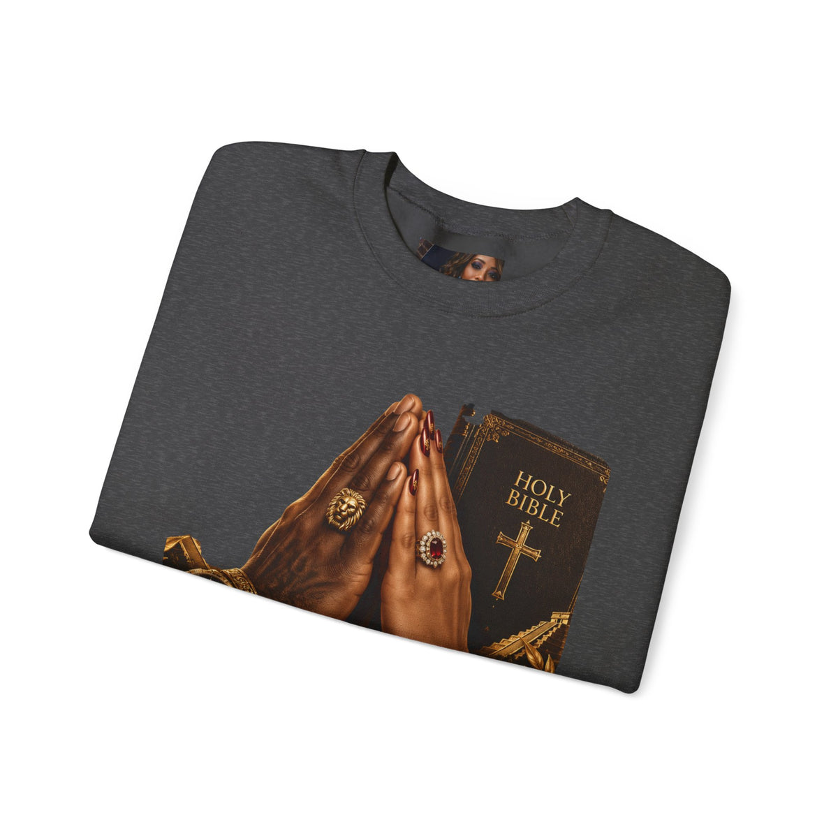 Holy Bible Praying Hands Religious Crewneck Sweatshirt