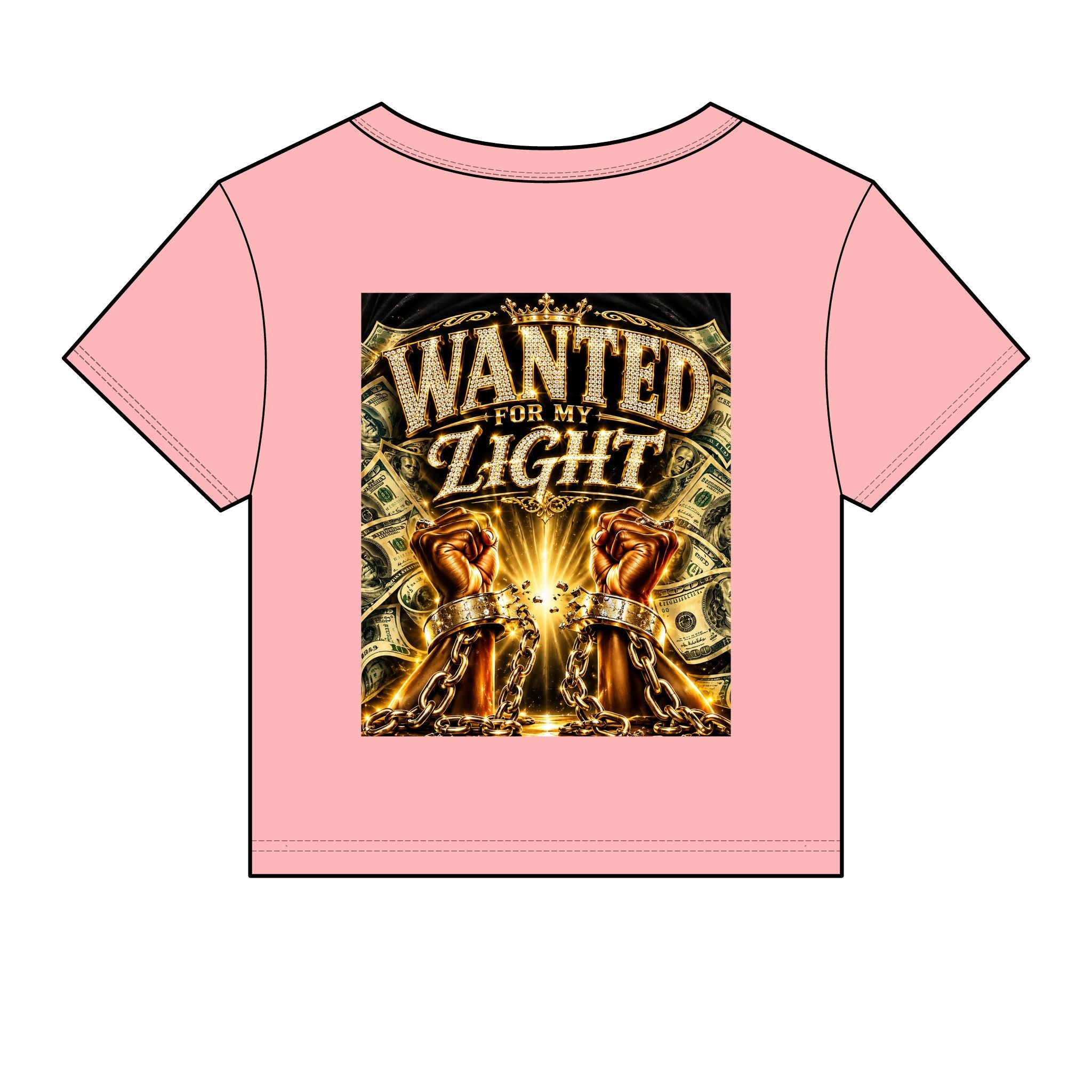 Wanted For My Light Baby Tee — Gold Fist Graphic Crop Top