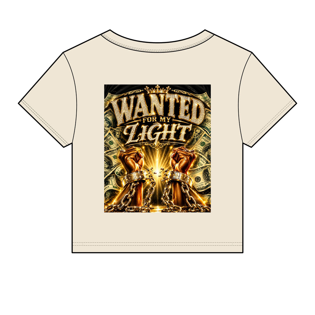 Wanted For My Light Baby Tee — Gold Fist Graphic Crop Top