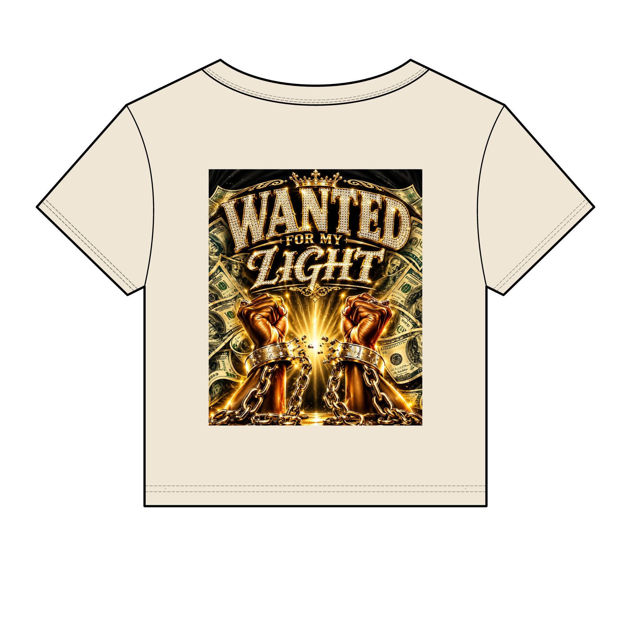 Wanted For My Light Baby Tee — Gold Fist Graphic Crop Top