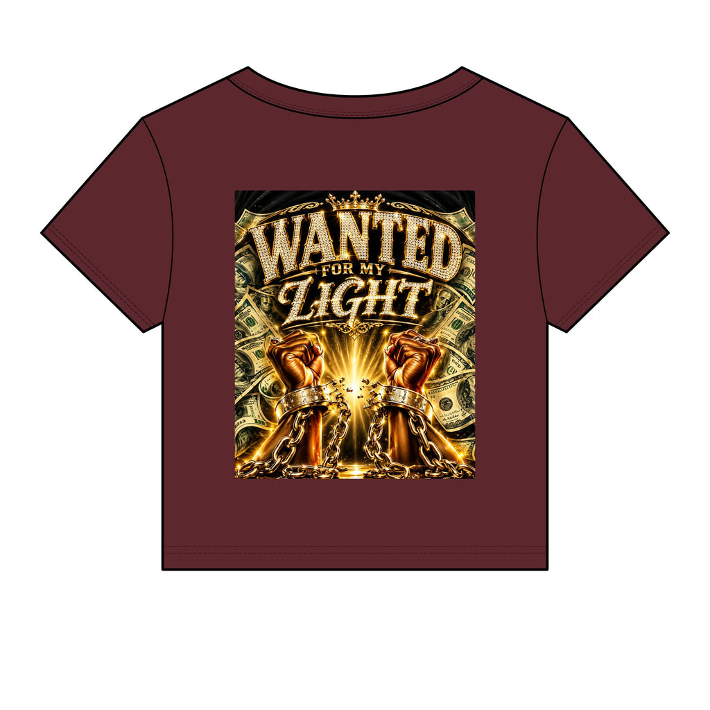 Wanted For My Light Baby Tee — Gold Fist Graphic Crop Top