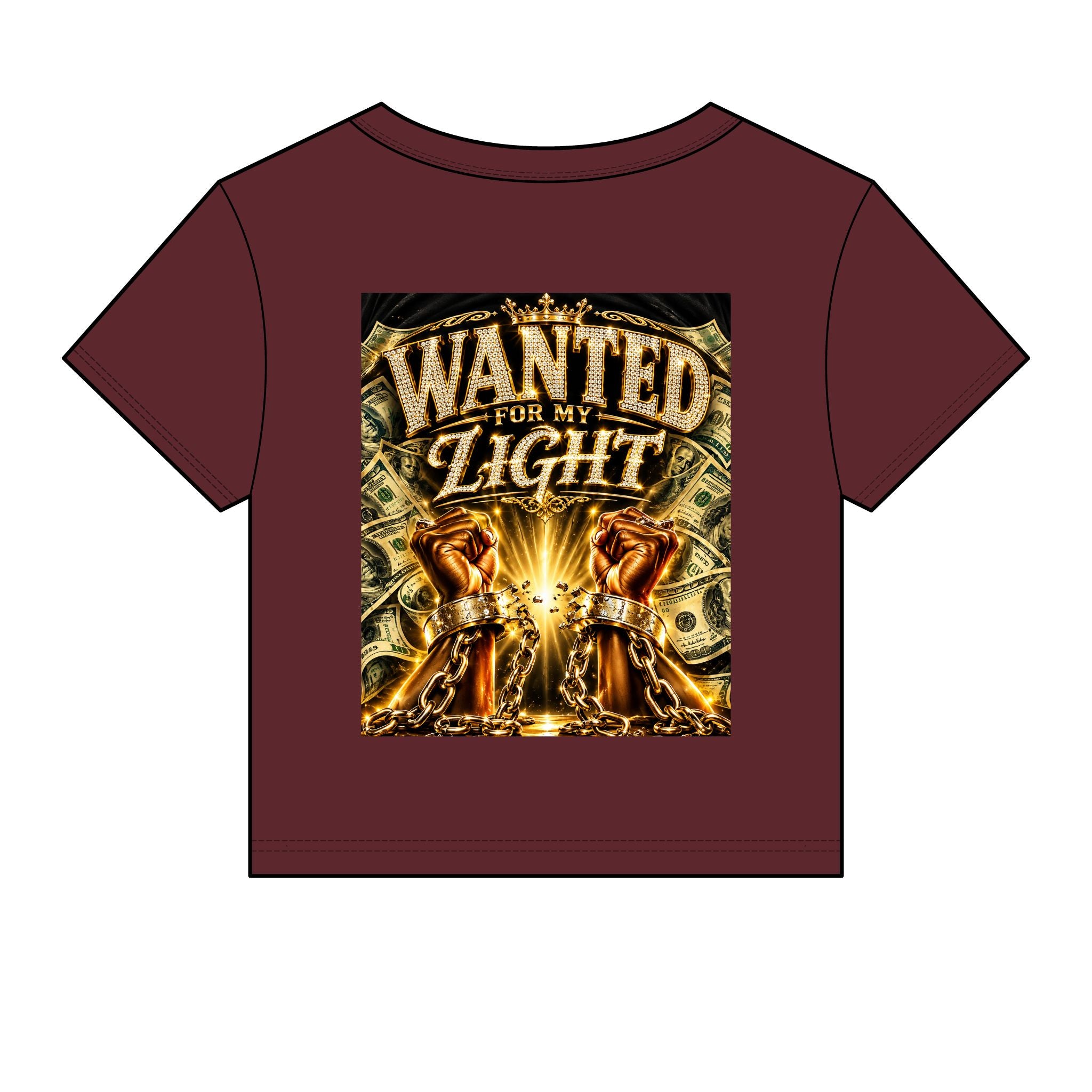 Wanted For My Light Baby Tee — Gold Fist Graphic Crop Top