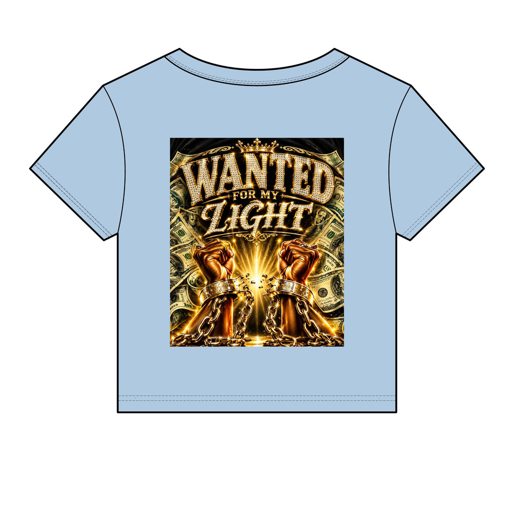 Wanted For My Light Baby Tee — Gold Fist Graphic Crop Top