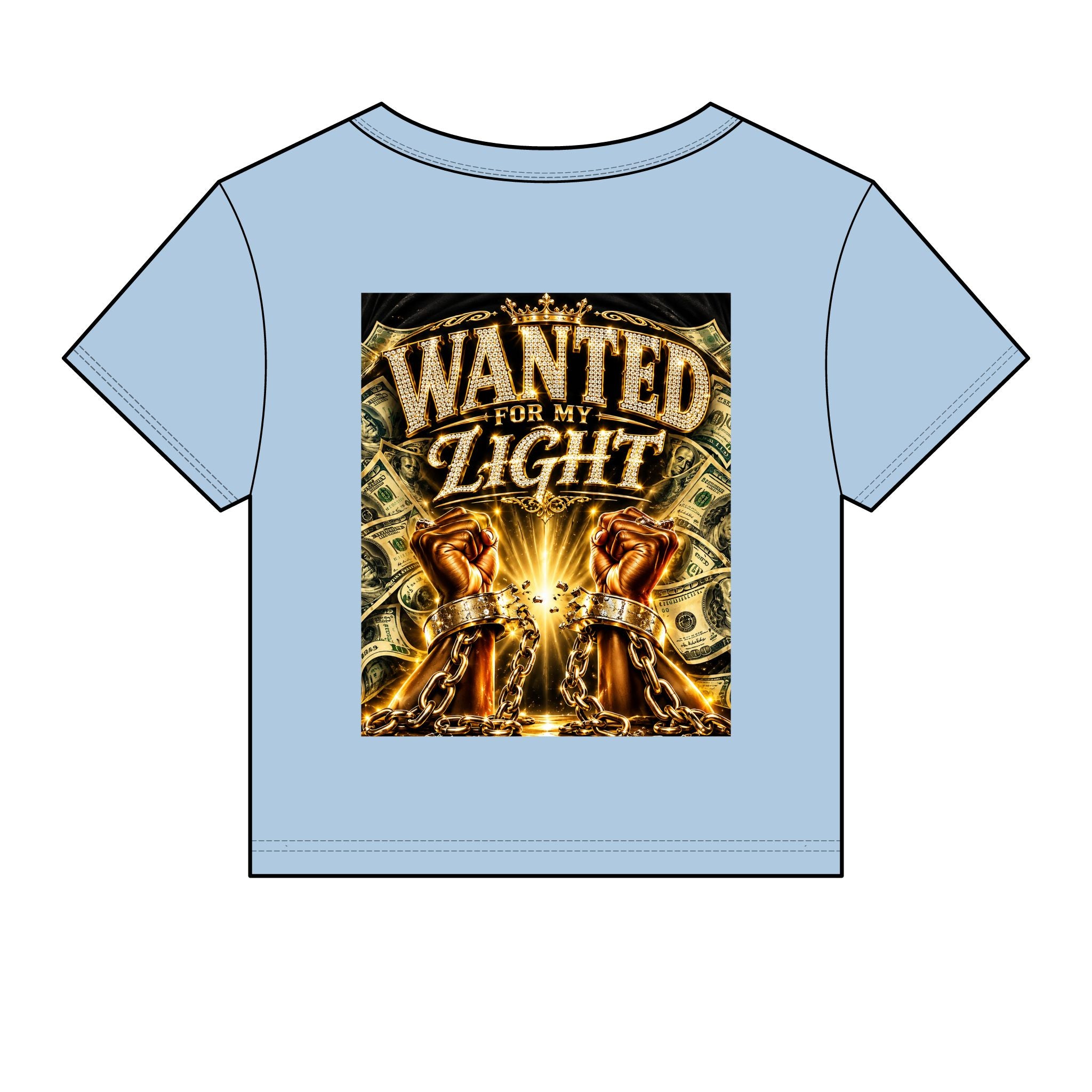 Wanted For My Light Baby Tee — Gold Fist Graphic Crop Top