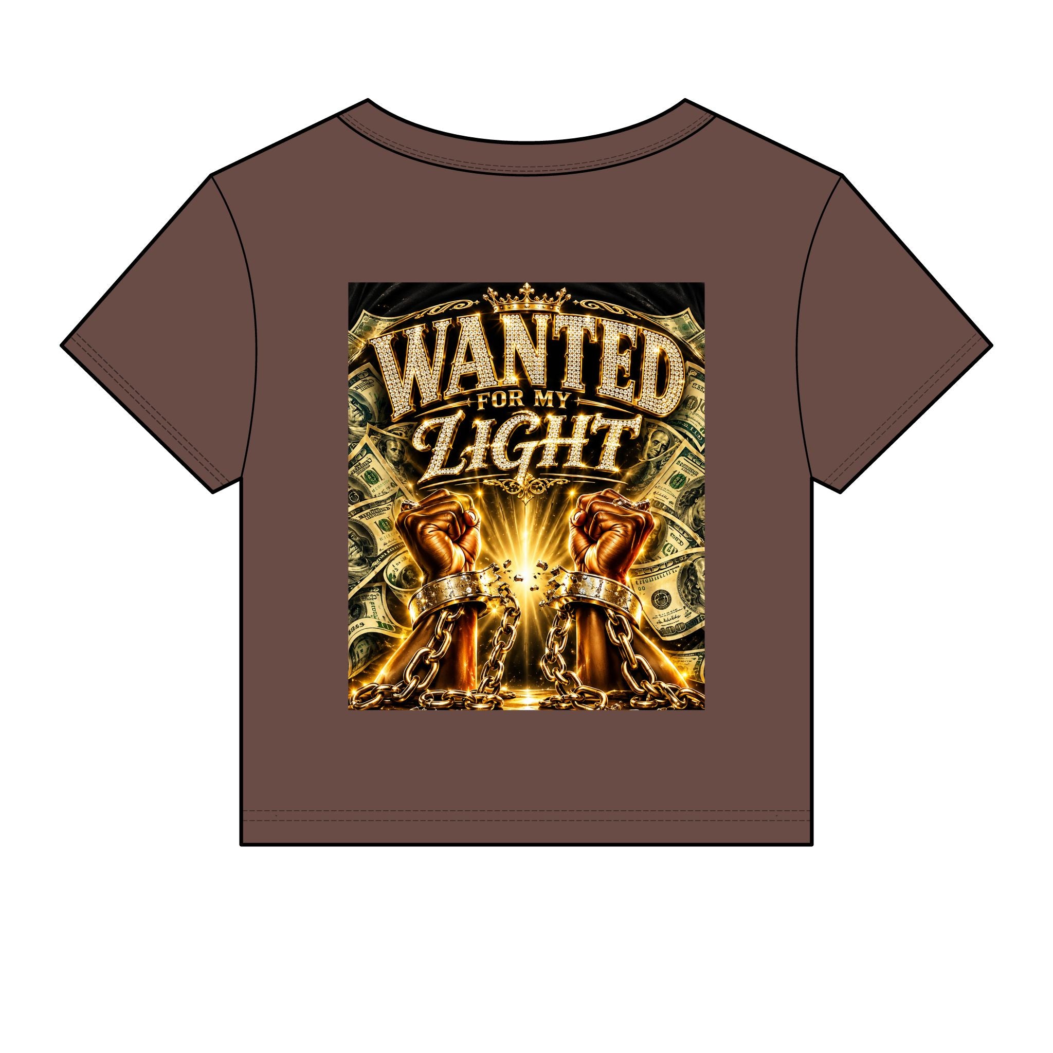 Wanted For My Light Baby Tee — Gold Fist Graphic Crop Top