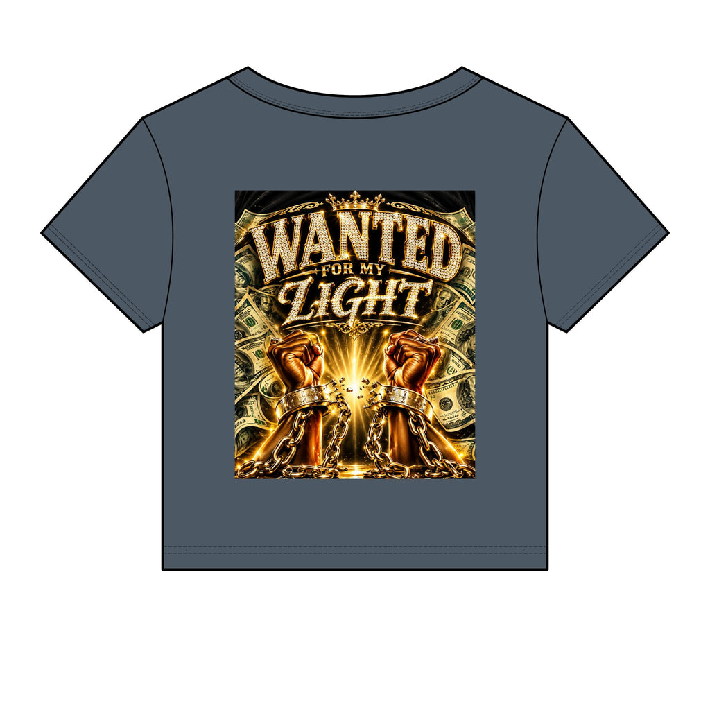 Wanted For My Light Baby Tee — Gold Fist Graphic Crop Top