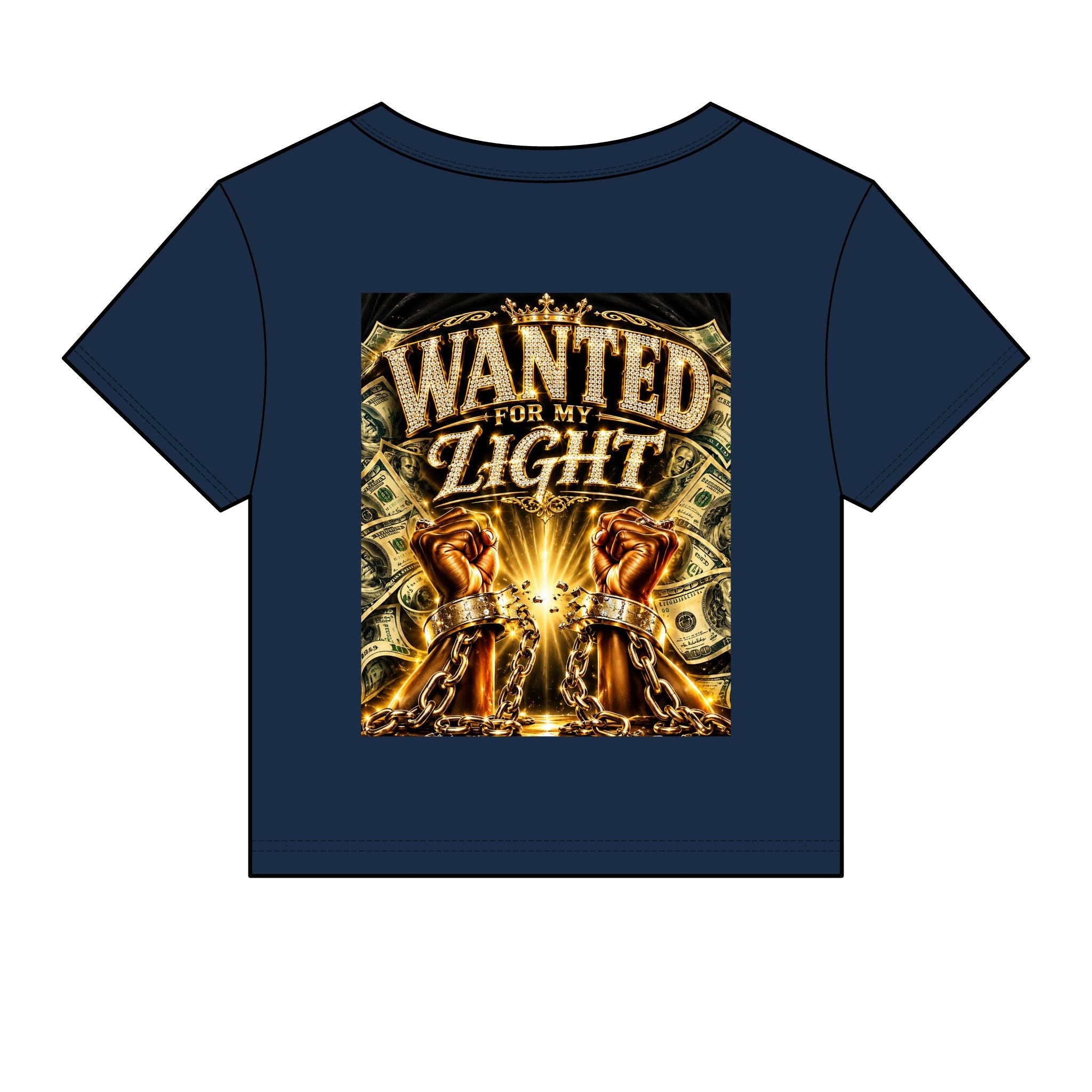 Wanted For My Light Baby Tee — Gold Fist Graphic Crop Top