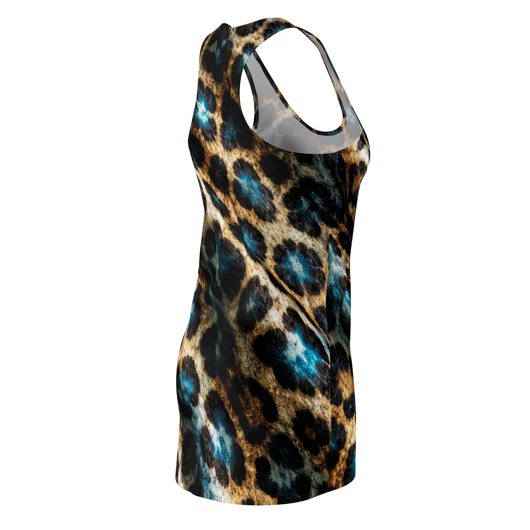 Leopard Print Racerback Dress — Blue Accent Animal Print Women's AOP Dress