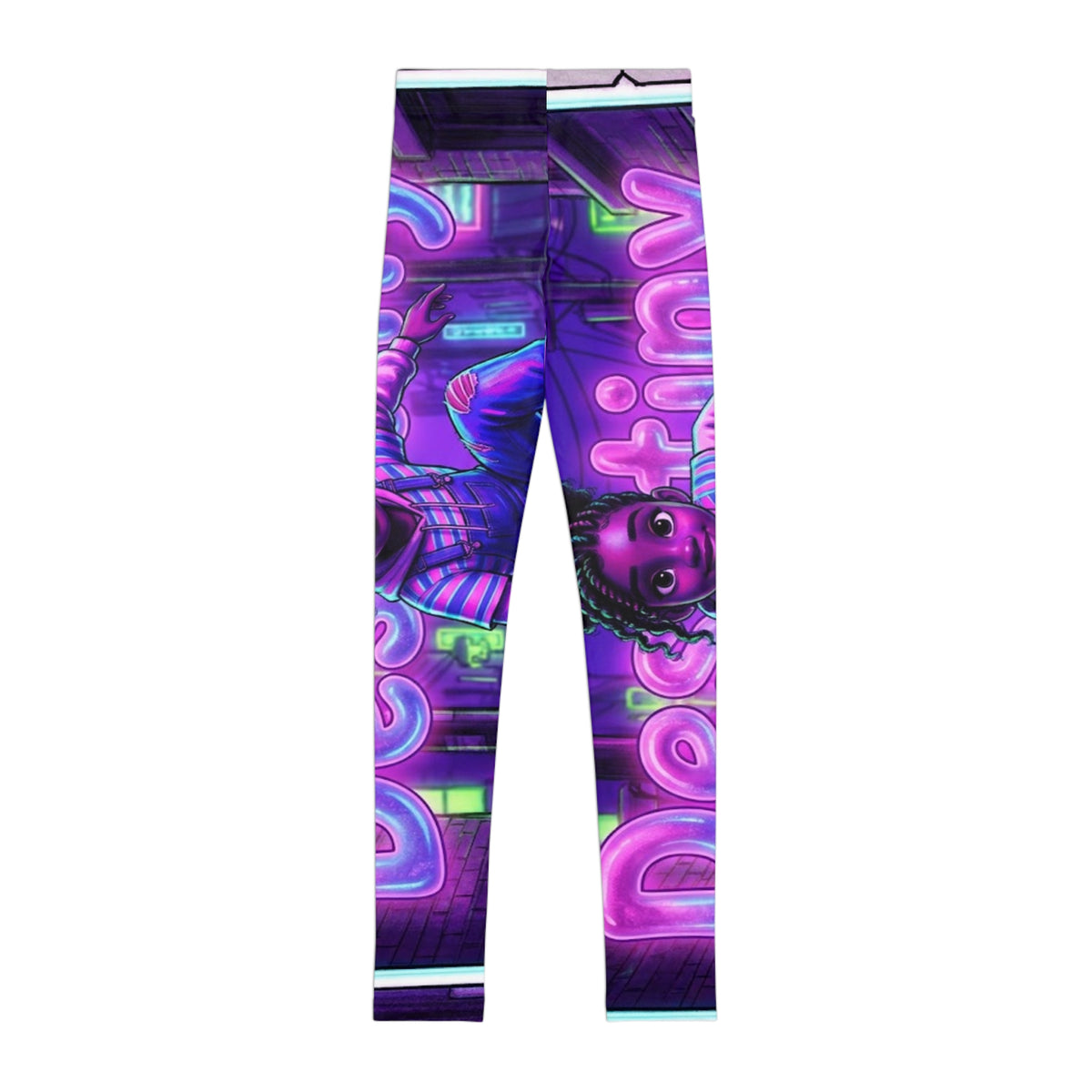 Youth Purple Neon Graffiti Character Leggings