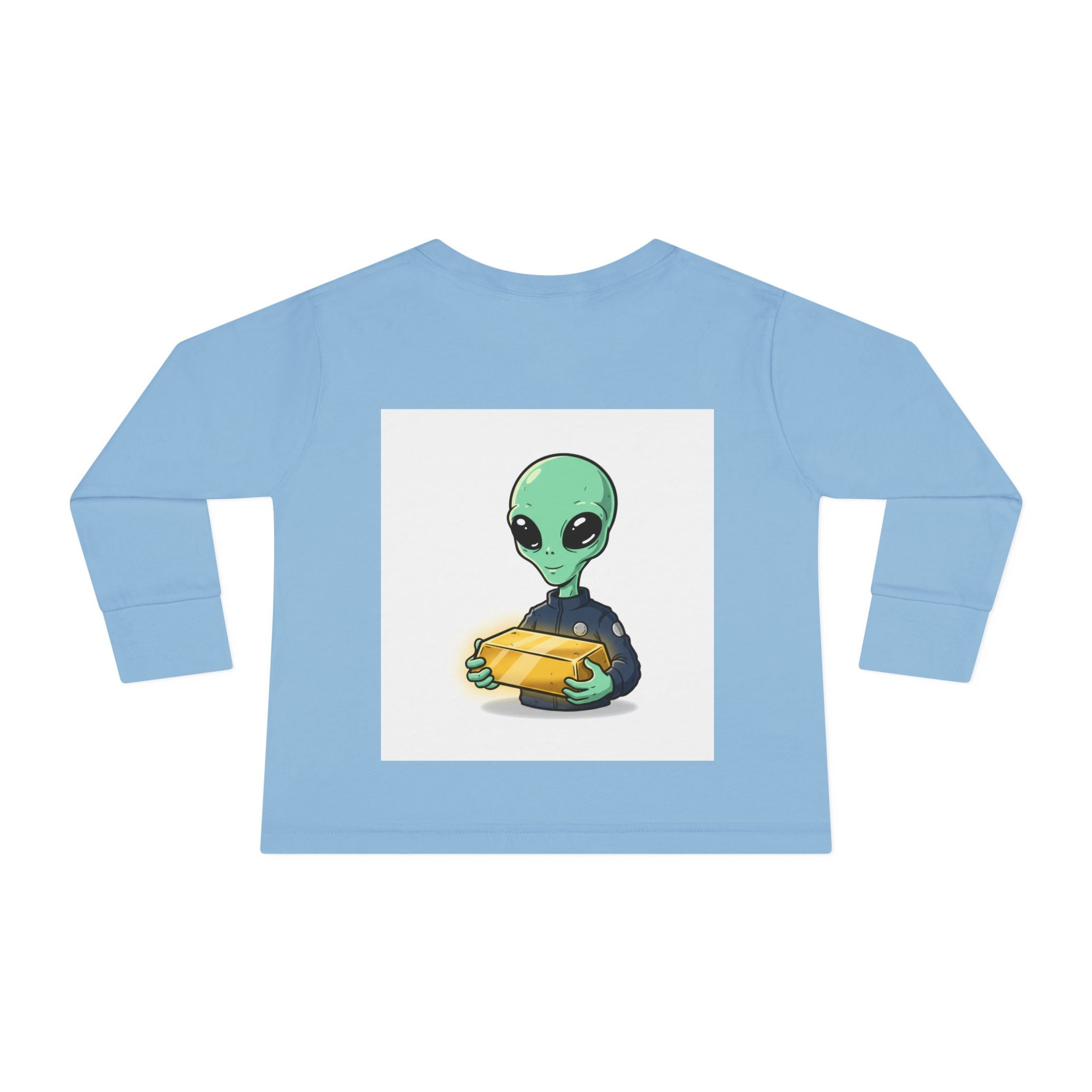 Alien Holding Gold Bar Toddler Long Sleeve Tee