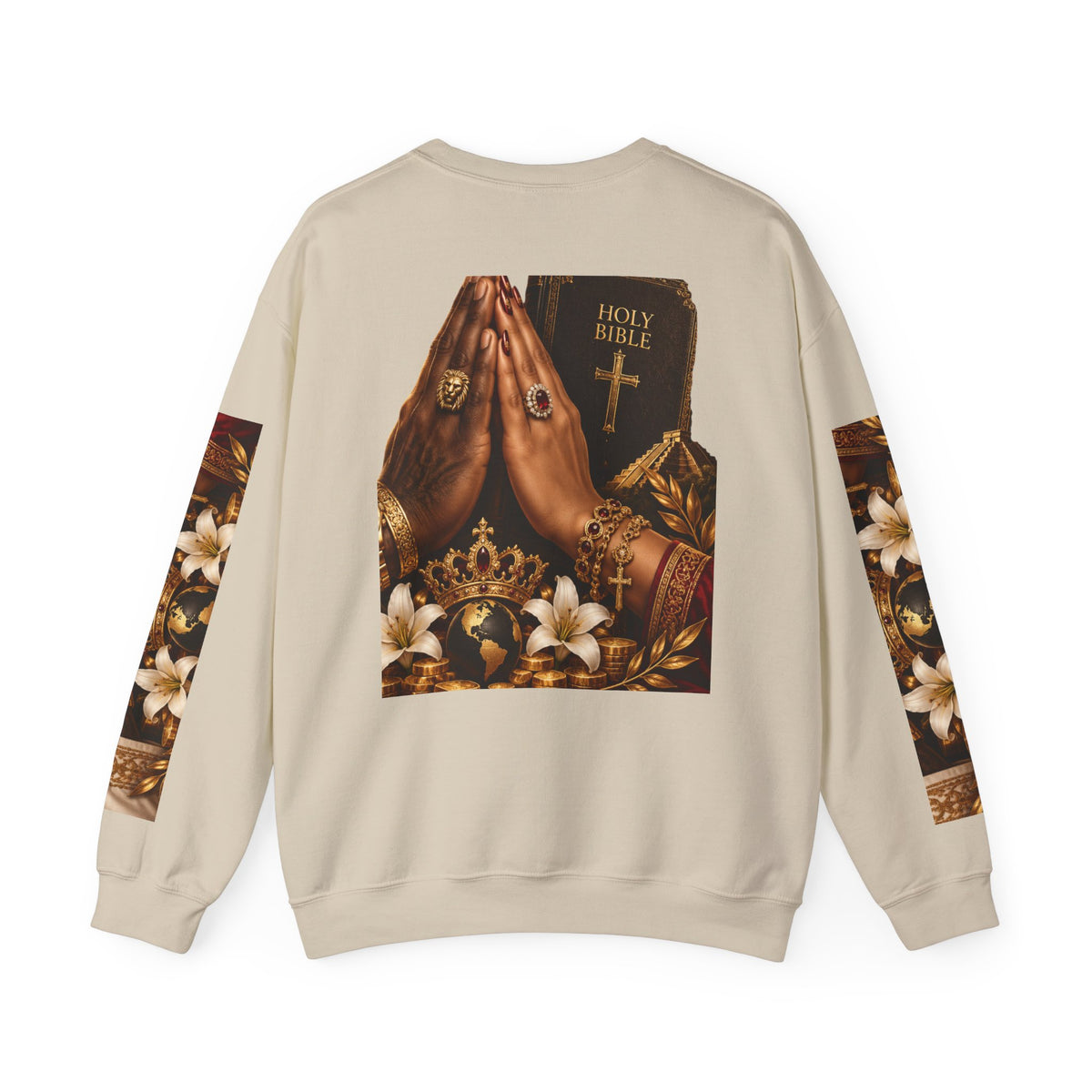 Holy Bible Praying Hands Religious Crewneck Sweatshirt