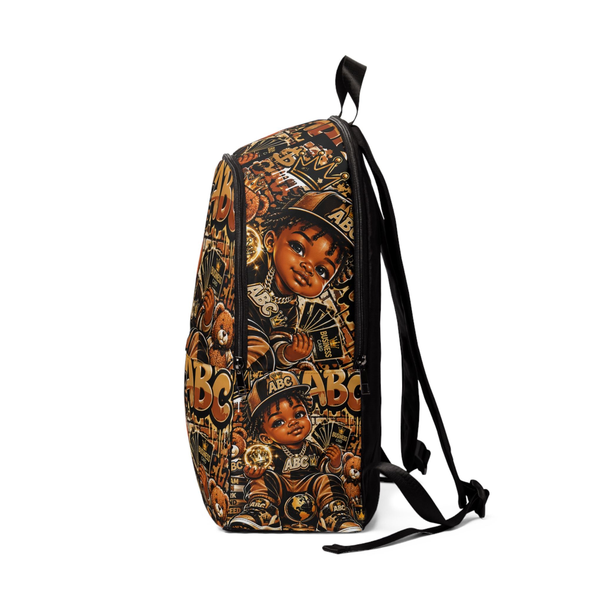 Kids Retro Hip-Hop ABC Pattern Backpack — Cute Teddy & Boy Graphic School Bag
