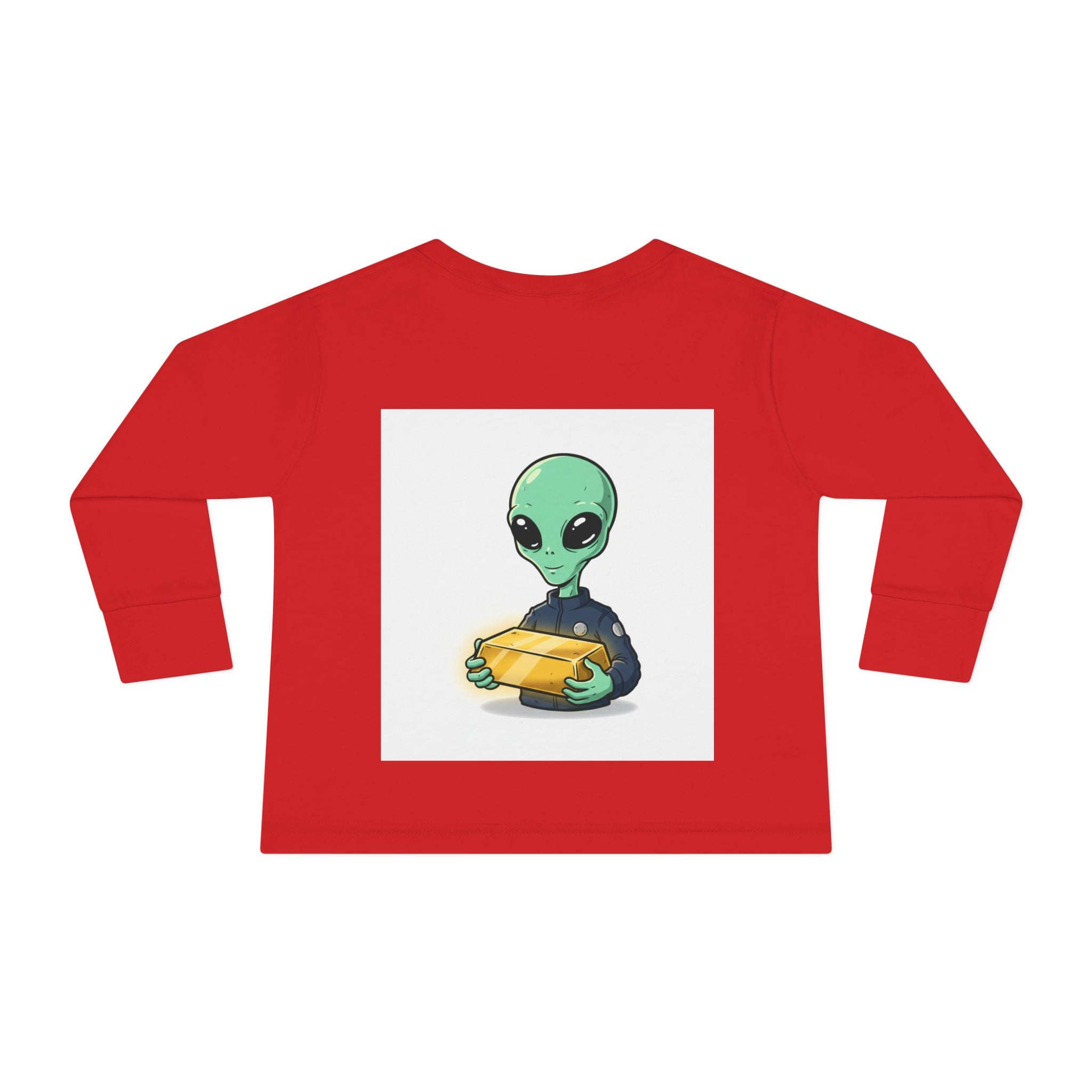 Alien Holding Gold Bar Toddler Long Sleeve Tee