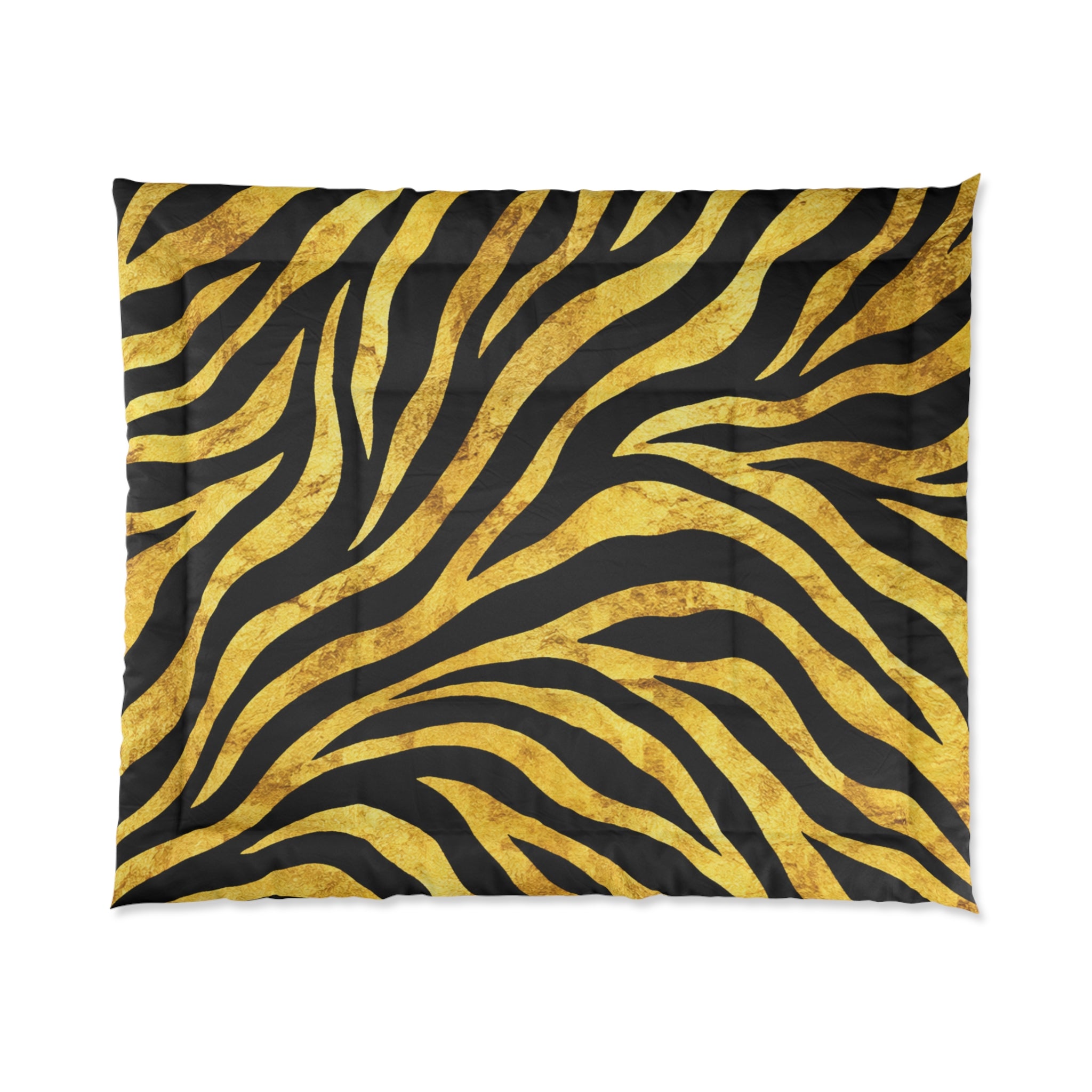 Gold Zebra Comforter — Bold Animal Print Bedding