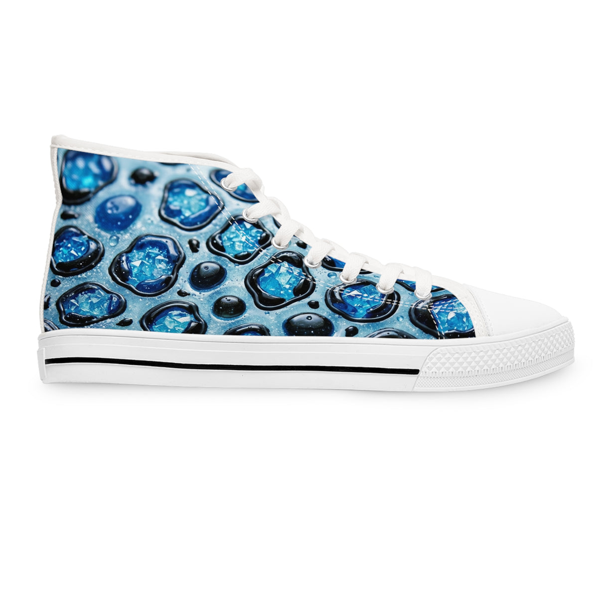 Women's High Top Sneakers – Blue Abstract Bubble Pattern