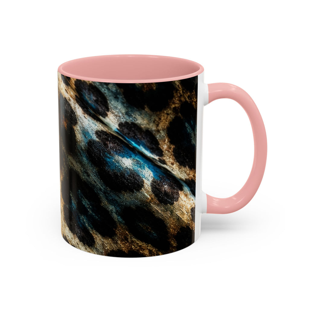 Teal Leopard Accent Coffee Mug — Bold Animal Print Ceramic Mug (11/15 oz)
