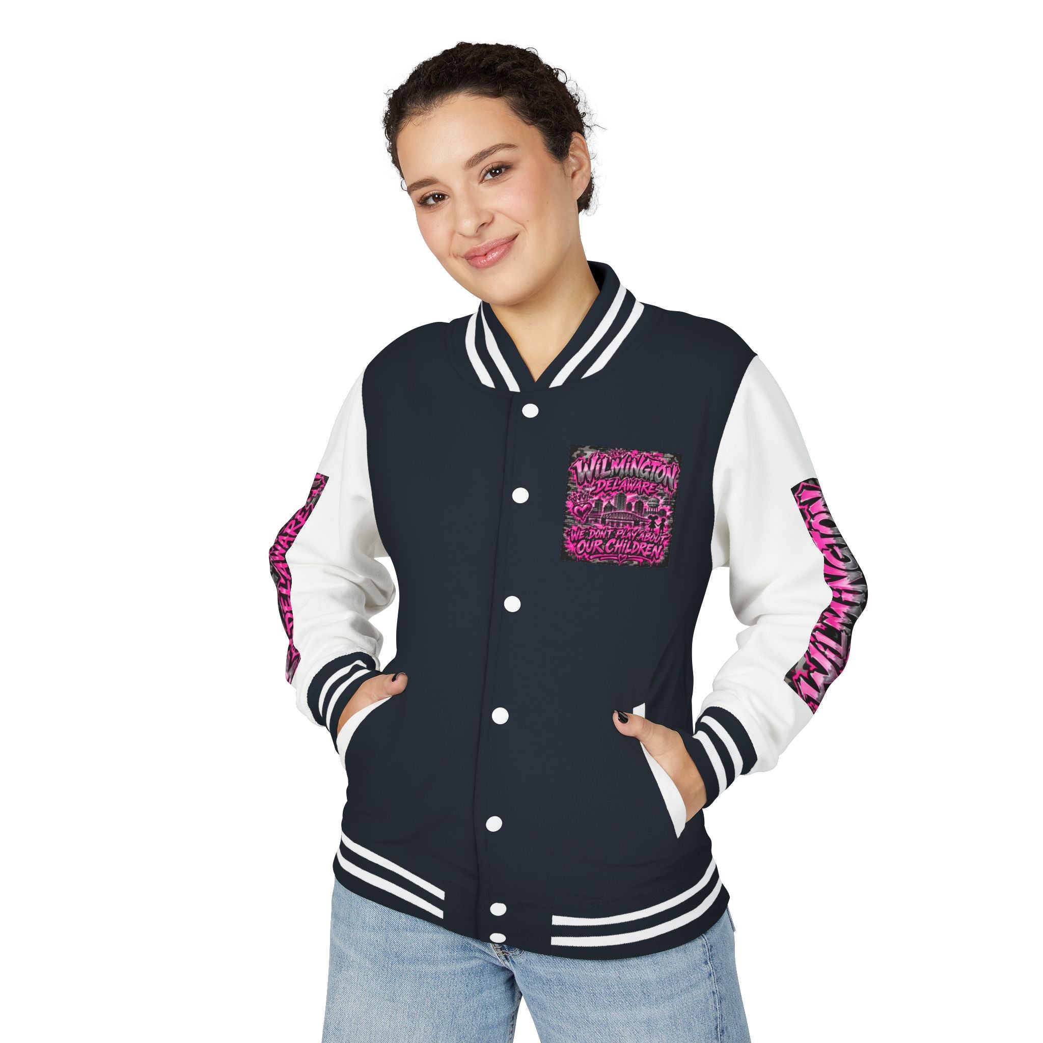 Wilmington Delaware Letterman Jacket — 'We Don't Play About Our Children' Varsity Coat