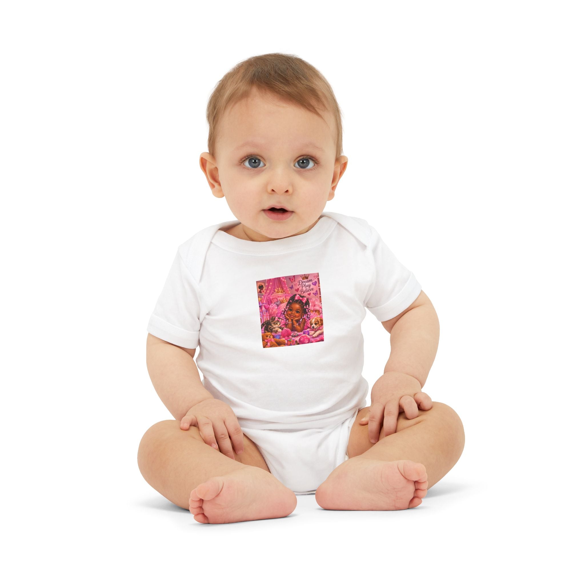 Pink Floral Baby Onesie – Cute Nursery Art Infant Jersey One Piece