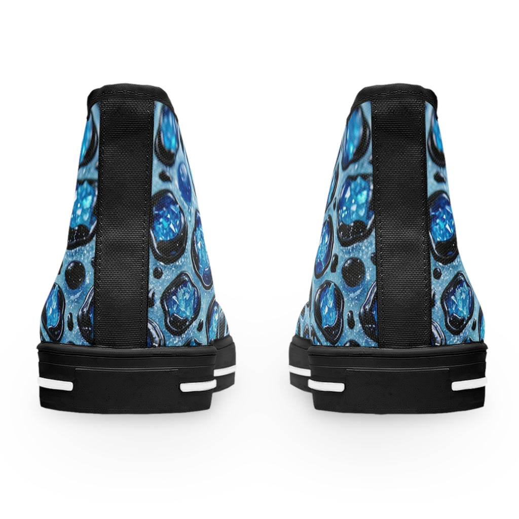 Women's High Top Sneakers – Blue Abstract Bubble Pattern