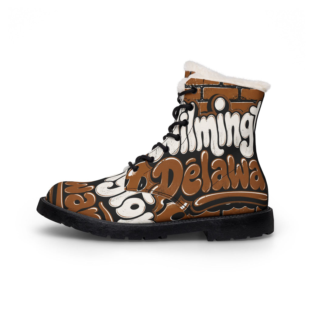 Women’s Fur-Lined Boots – Brown Delaware Street Art Design