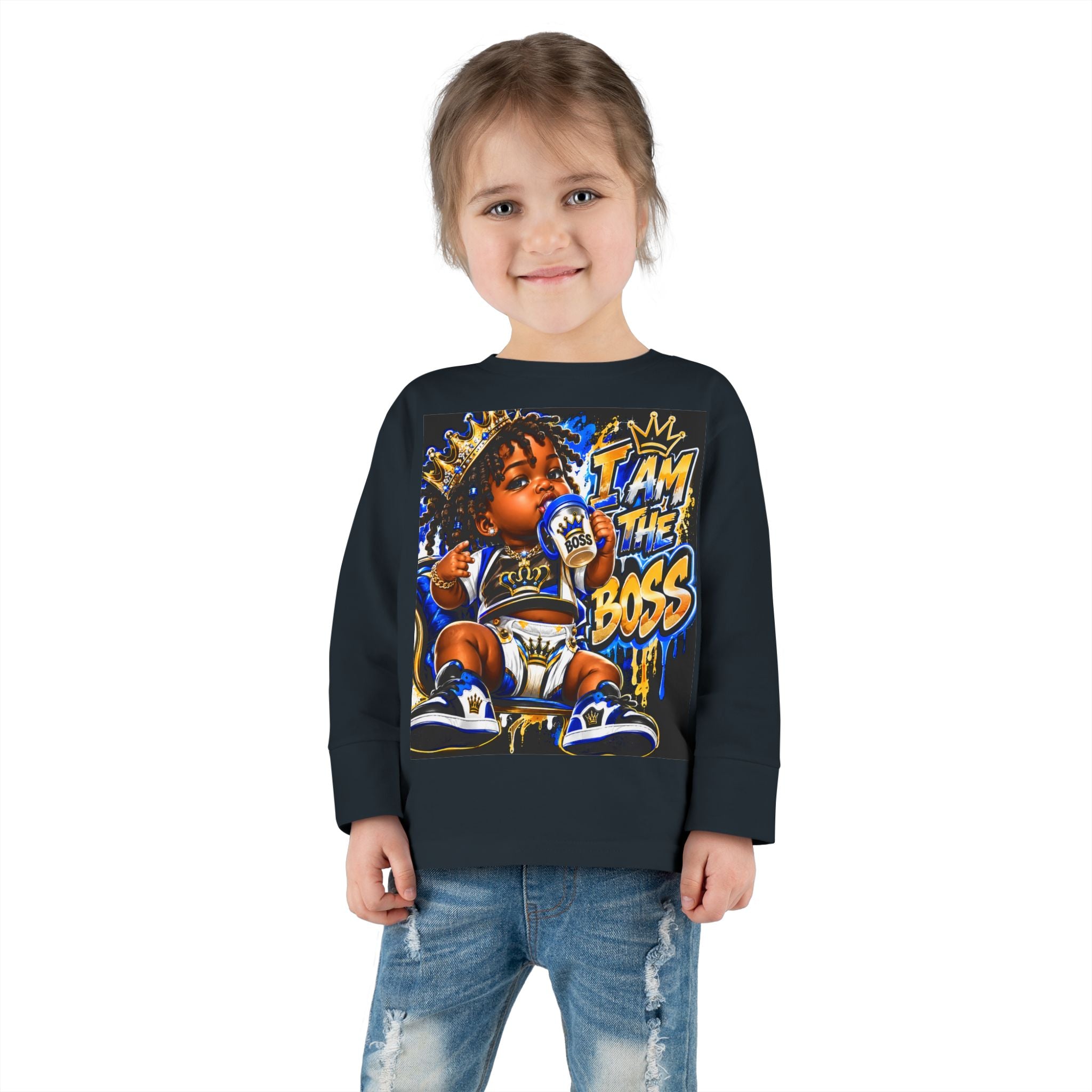 I Am The Boss Toddler Long Sleeve Tee — Cute Urban Baby Graphic Shirt