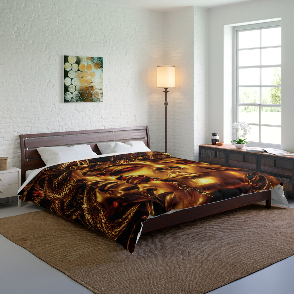 Medusa Goddess Comforter - Gold Serpent Mythic Bedding