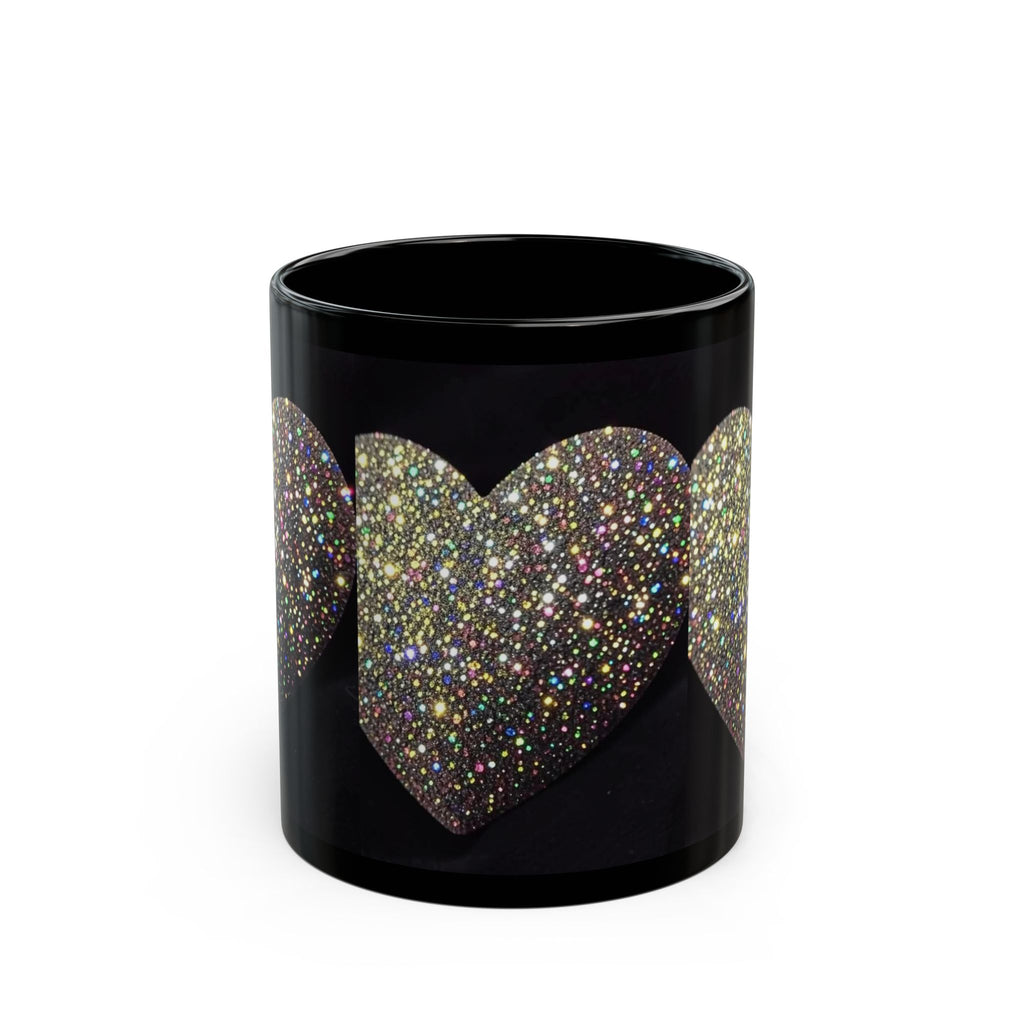 Black Glitter Heart Mug — Sparkling Heart Coffee Cup (11oz, 15oz)