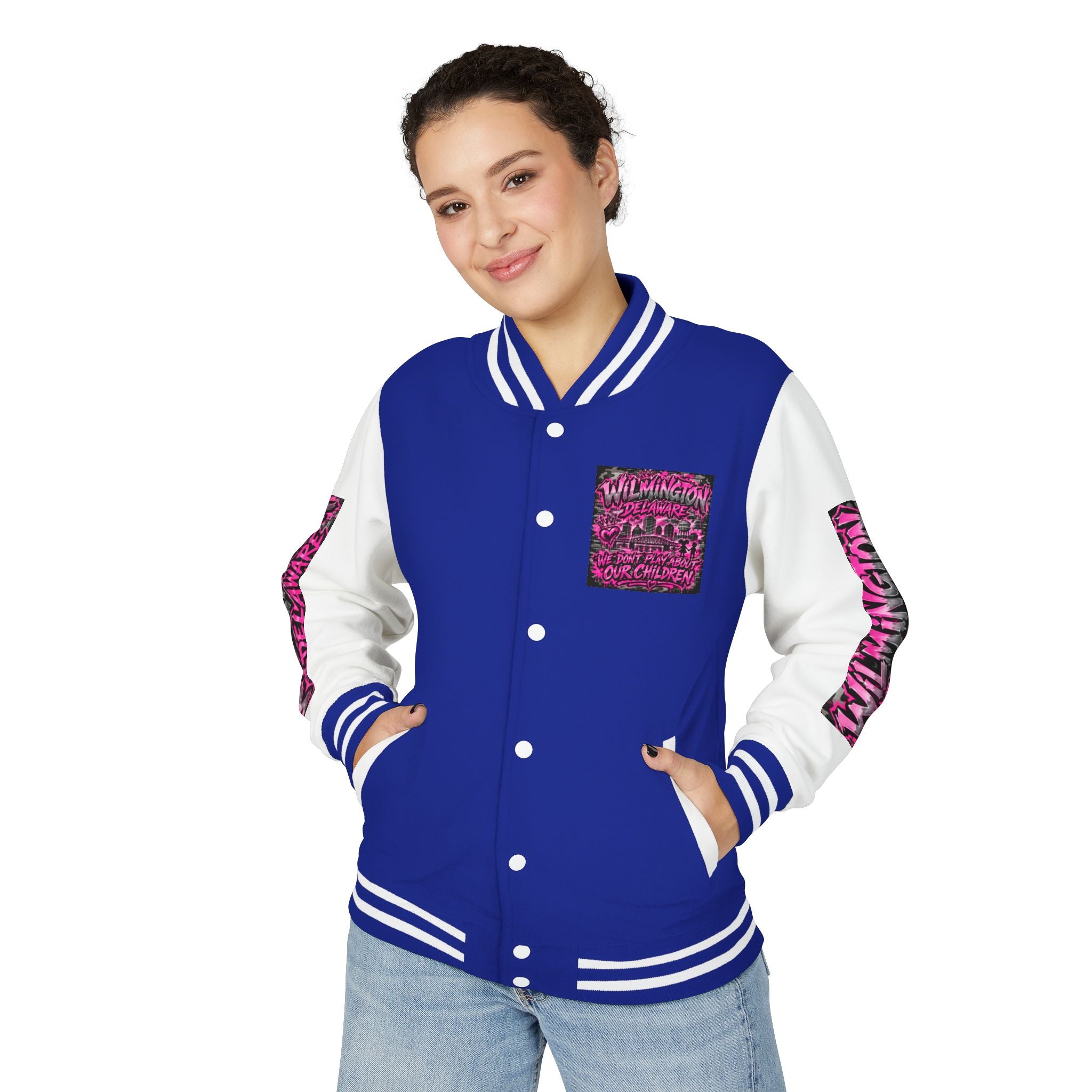 Wilmington Delaware Letterman Jacket — 'We Don't Play About Our Children' Varsity Coat