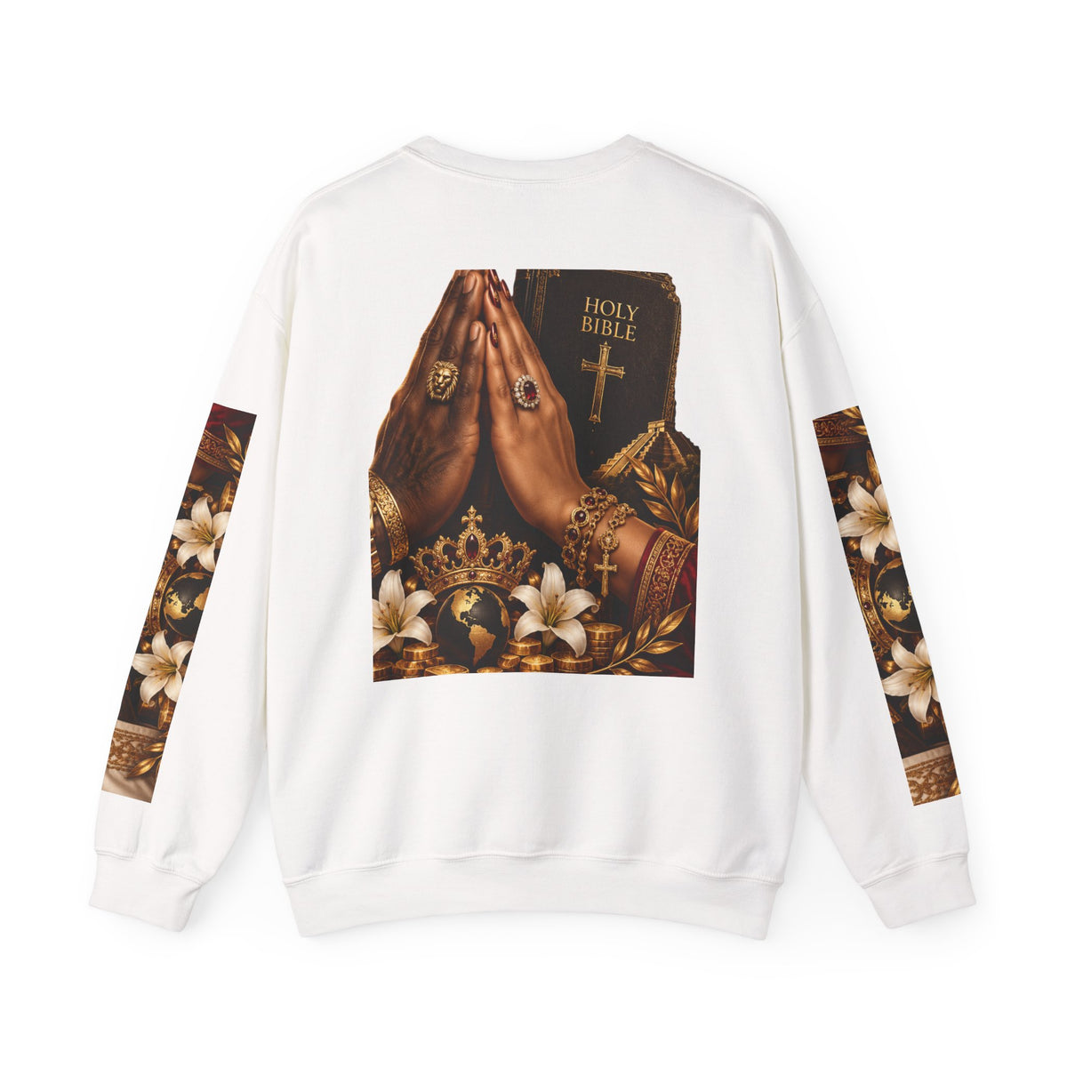 Holy Bible Praying Hands Religious Crewneck Sweatshirt