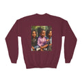Youth Crewneck Sweatshirt Featuring Diverse Best Friends Illustration