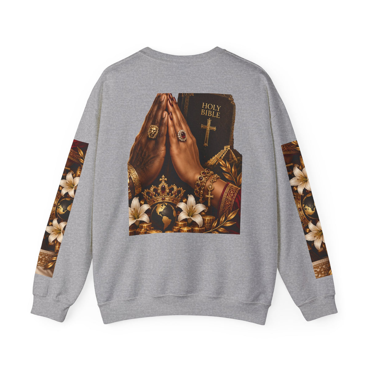 Holy Bible Praying Hands Religious Crewneck Sweatshirt